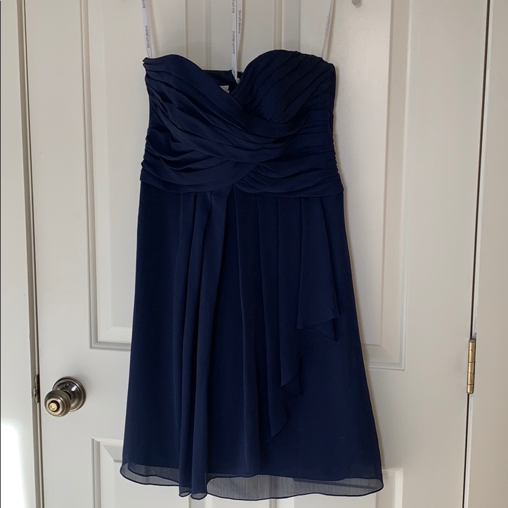 Navy chiffon bridesmaid dress